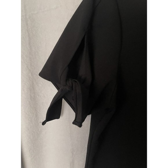 Ann Taylor Shirt Womens S Black Blouse Short Sleeve with Tie Feature Classic - Picture 3 of 4